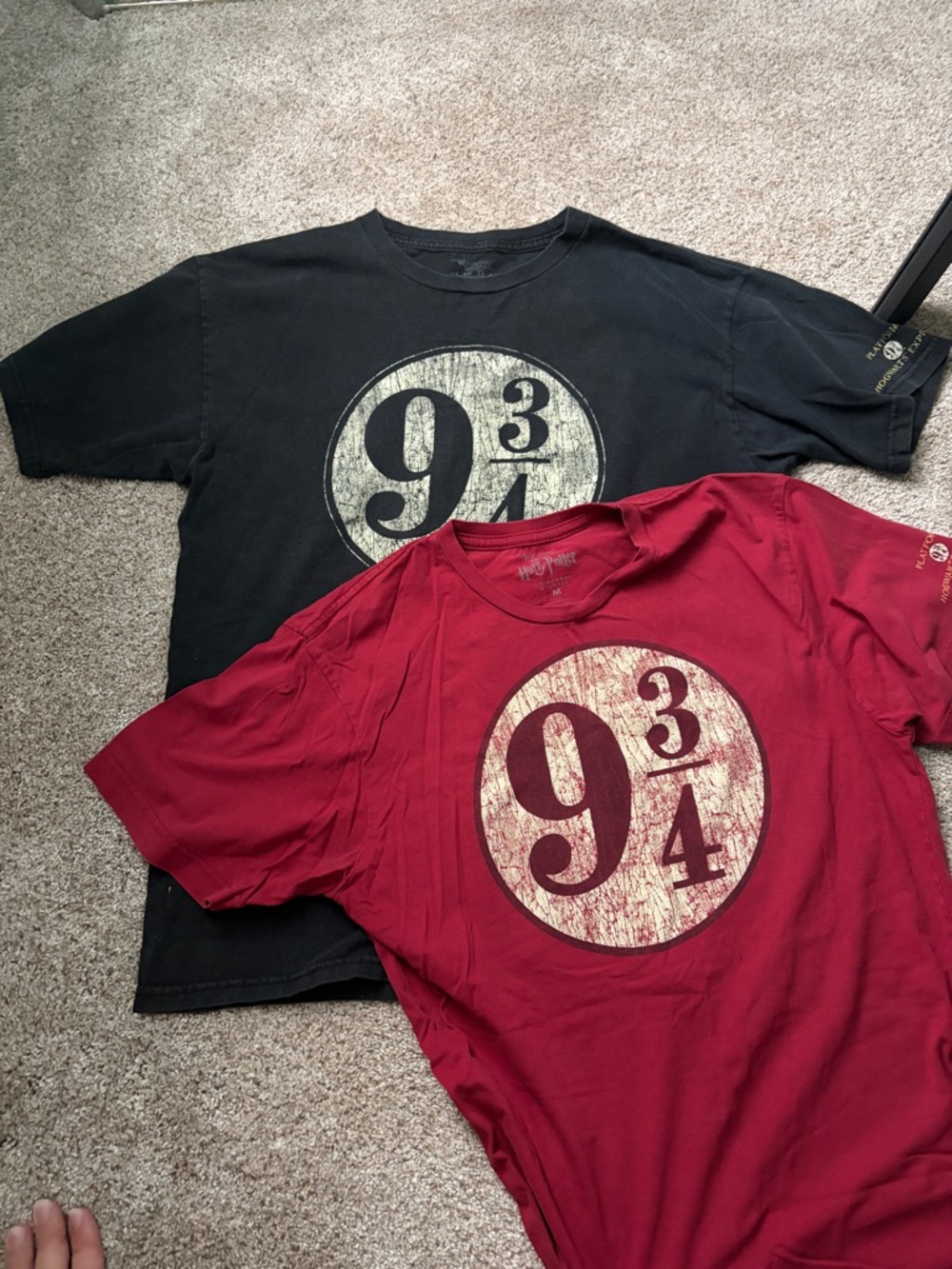 Two Harry Potter 9 3/4 T-Shirts // Universal Harry Potter World // Black + Red
